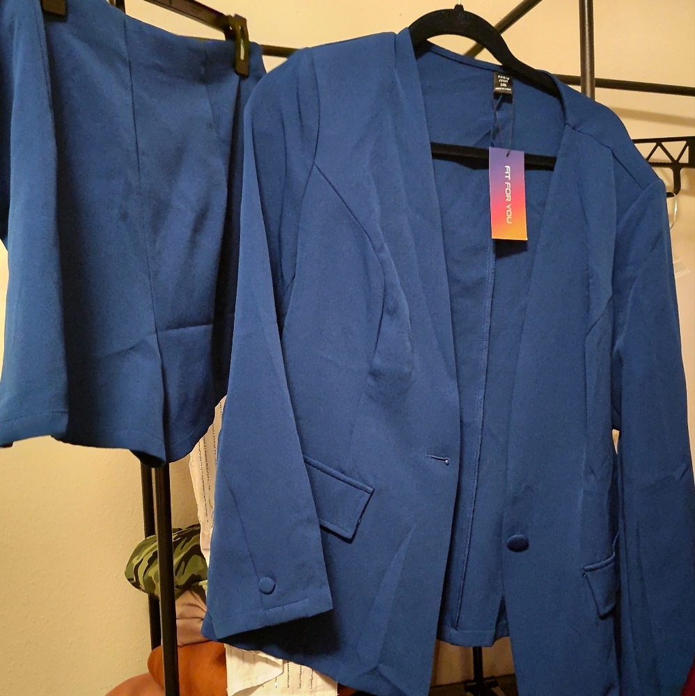 NWT Shein Blue 2pc blazer short set 1XL